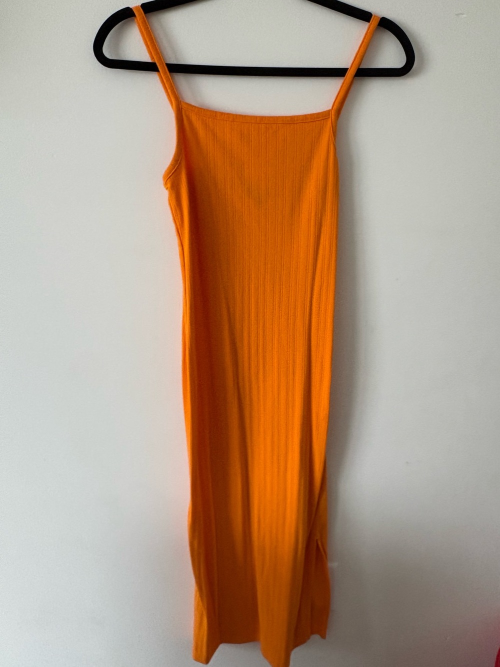 Wild fable Bright Orange Ribbed Midi Slip Dress